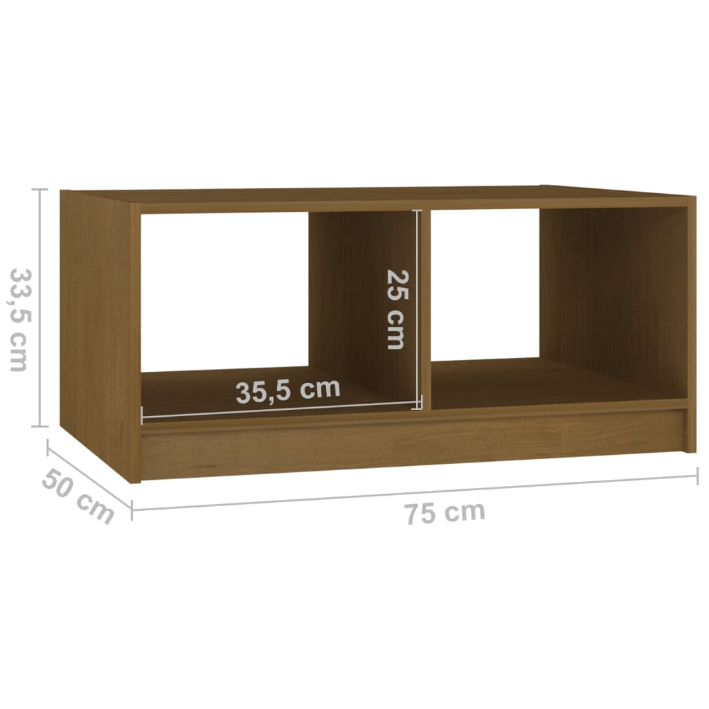 Sofabord honningbrunt 75x50x33,5 cm massivt fyrretræ