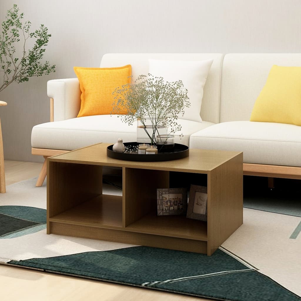 Sofabord honningbrunt 75x50x33,5 cm massivt fyrretræ