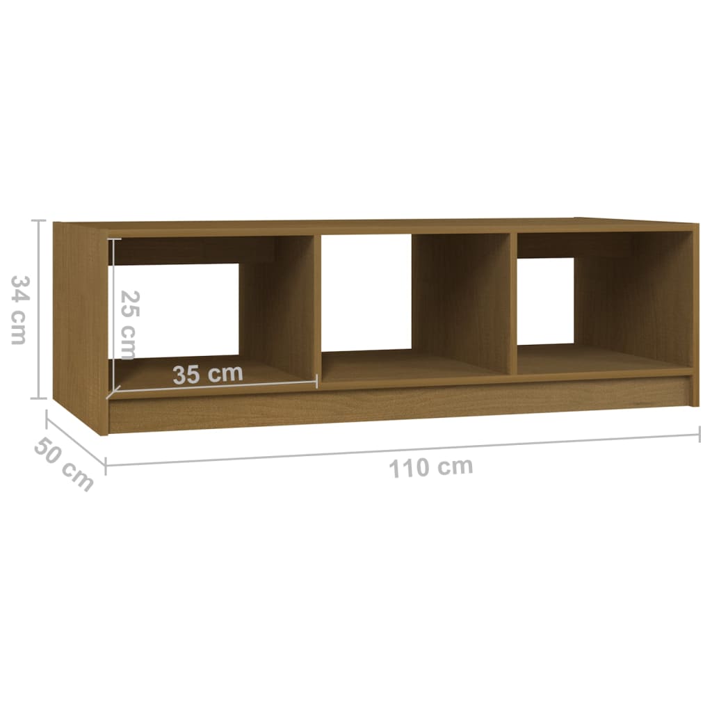 Sofabord honningbrunt 110x50x34 cm massivt fyrretræ