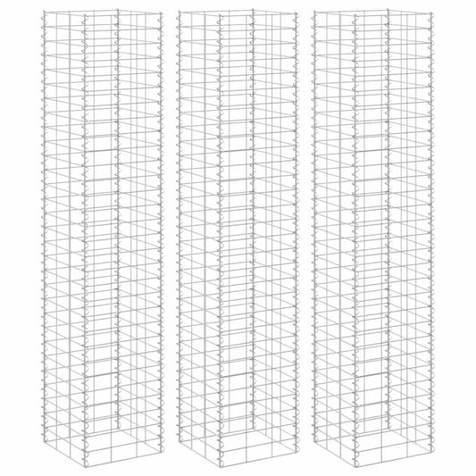 Gabionen-Hochbeete 3 Stk. 30x30x150 cm Eisen