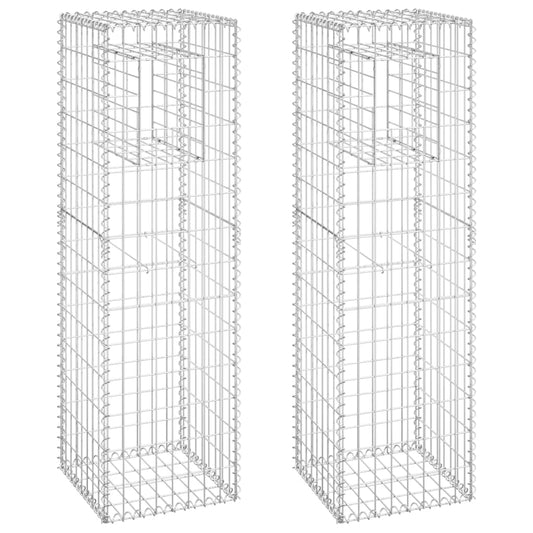 Gabionensäulen 2 Stk. 40x40x140 cm Eisen
