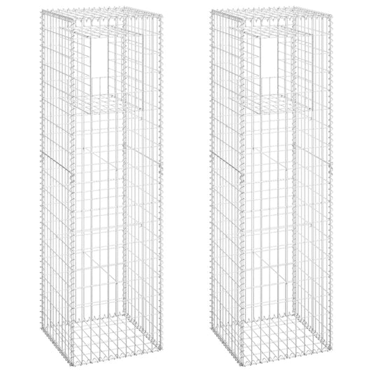 Gabionensäulen 2 Stk. 50x50x180 cm Eisen