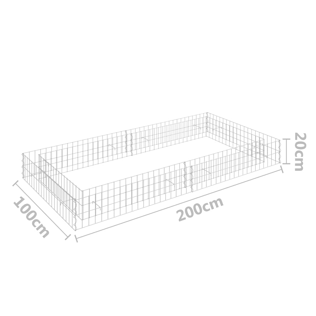 Gabion højbed galvaniseret stål 200x100x20 cm