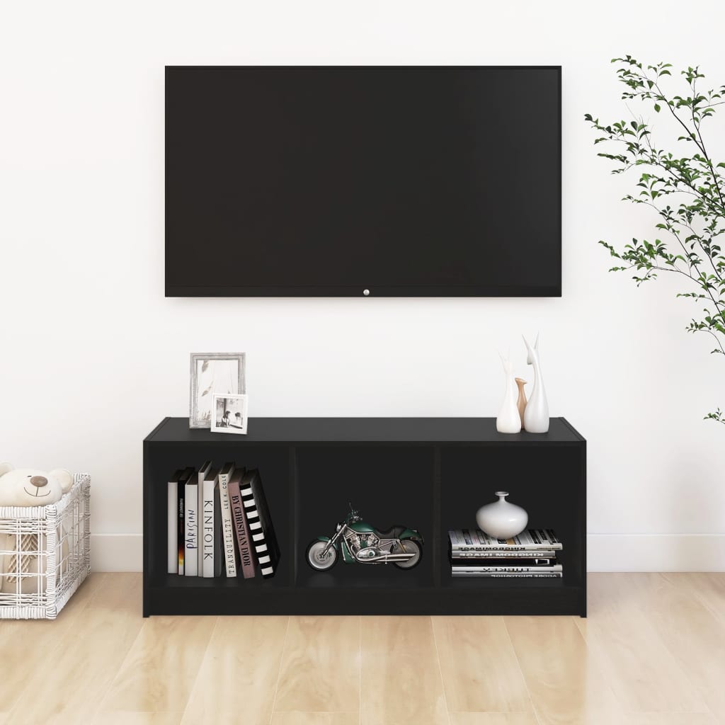 TV-skab Sort 104x33x41 cm Massiv Fyr