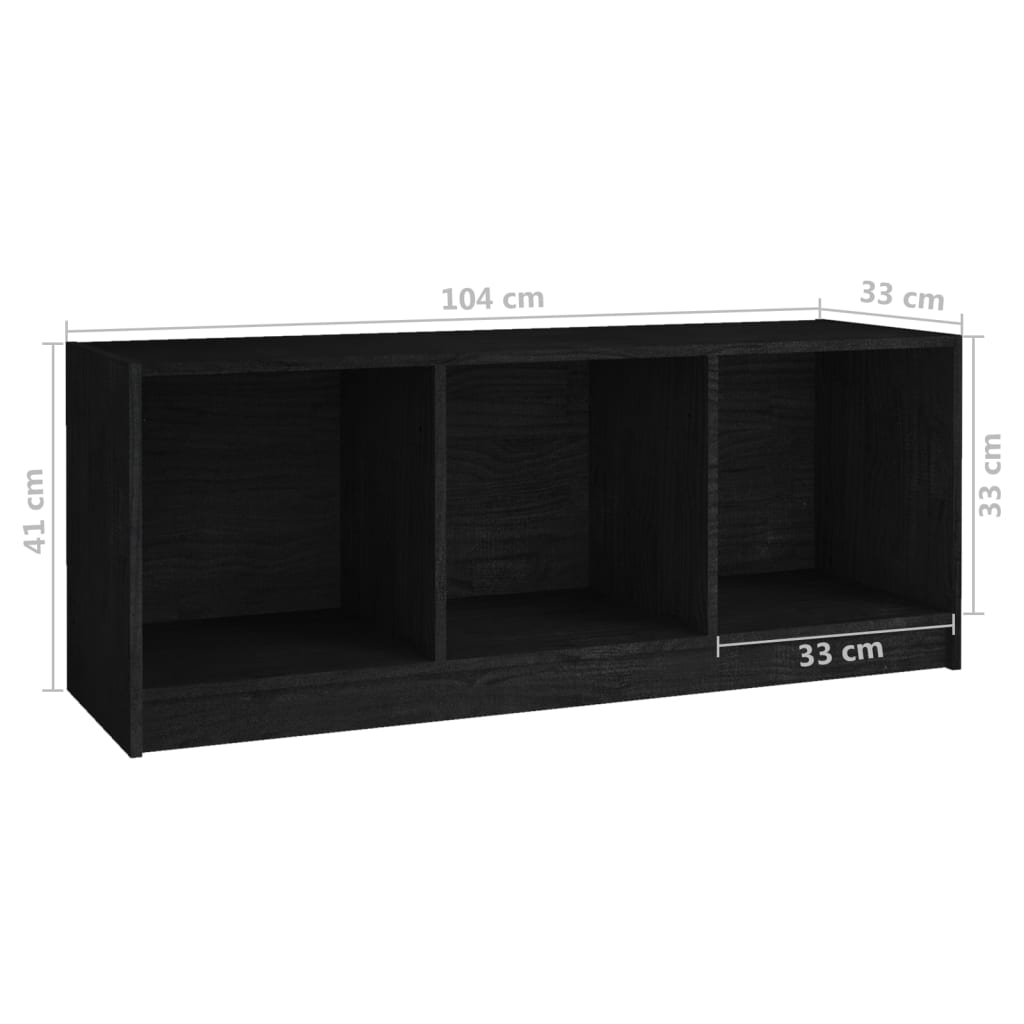TV-skab Sort 104x33x41 cm Massiv Fyr