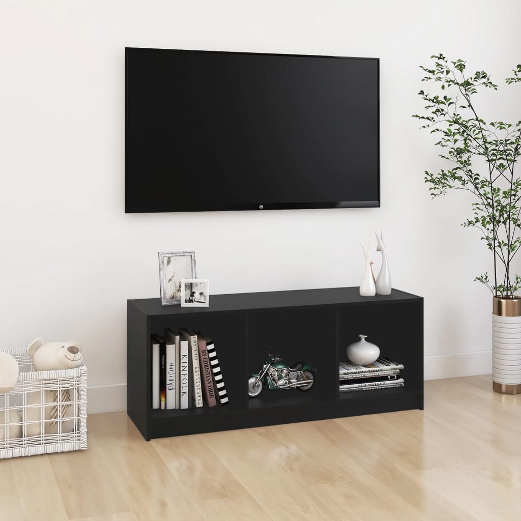 TV-skab Sort 104x33x41 cm Massiv Fyr