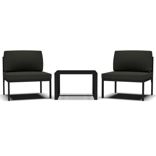 3-tlg. Garten-Sofagarnitur mit Kissen Aluminium Anthrazit