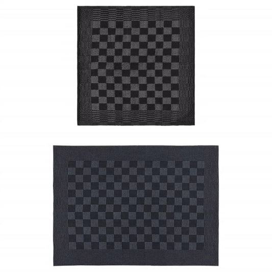50-tlg. Handtuch-Set Schwarz und Grau Baumwolle