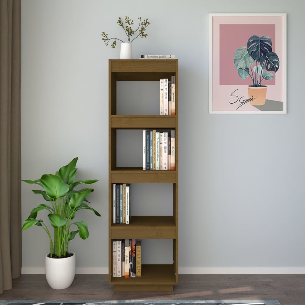 Bogreol/rumdeler Honningbrun 40x35x135 Massiv Fyr