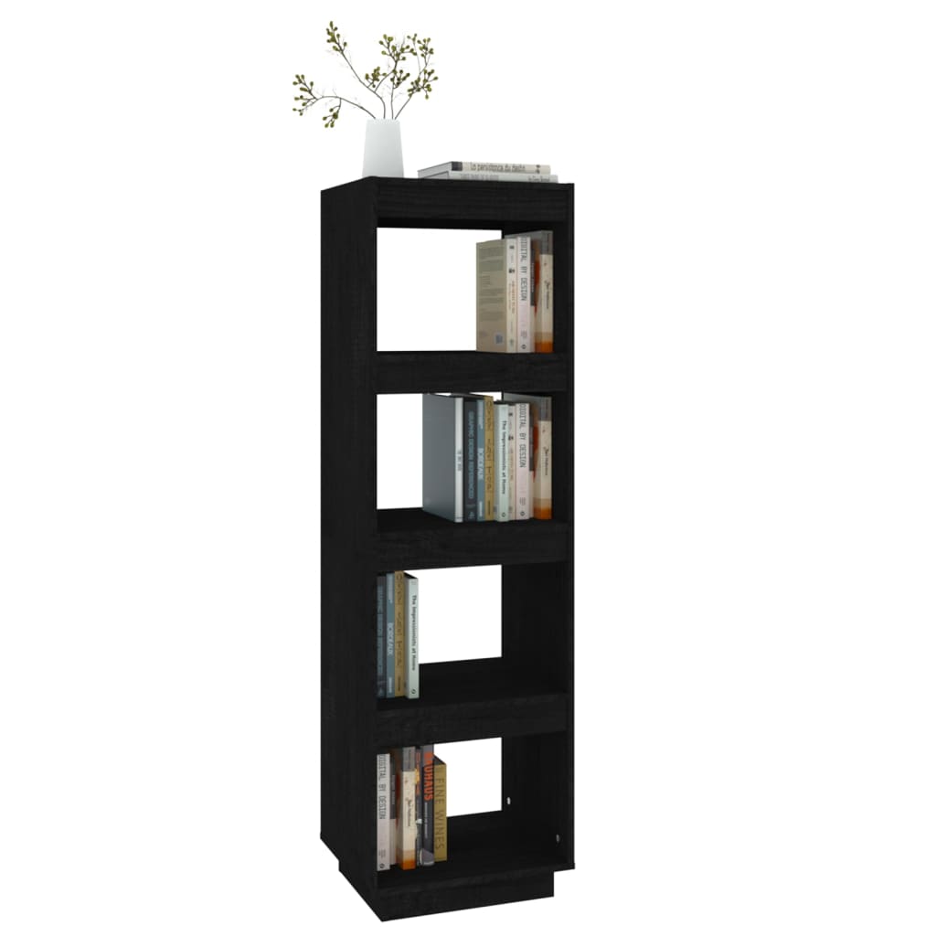 Bogreol/rumdeler Sort 40x35x135 cm Massiv Fyr