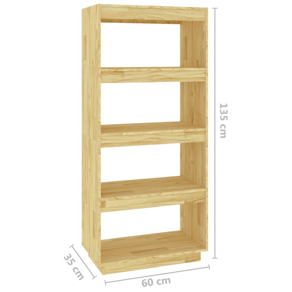 Bogreol/rumdeler 60x35x135 cm massiv fyrretræ