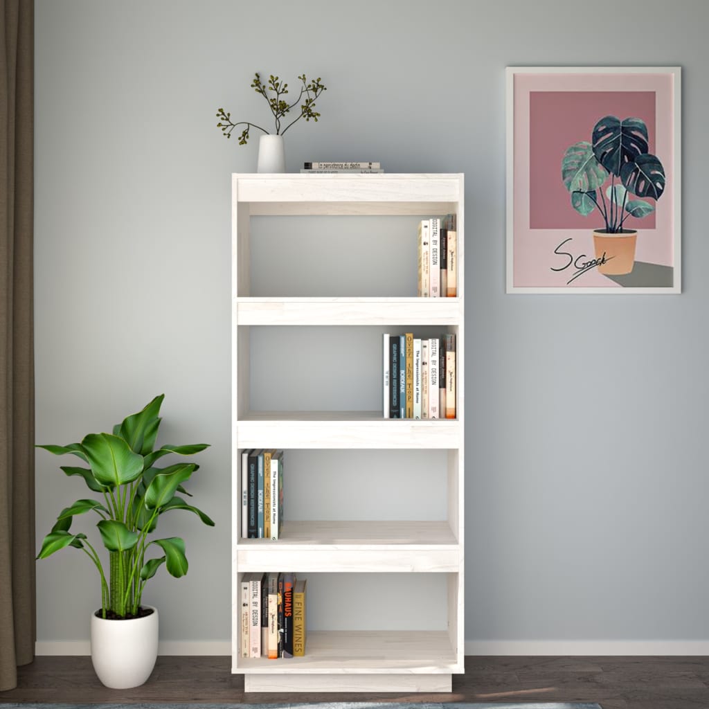 Reol/Rumadskiller Hvid 60x35x135 cm Massiv Fyr