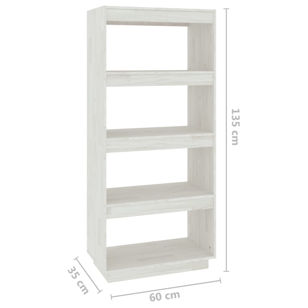 Reol/Rumadskiller Hvid 60x35x135 cm Massiv Fyr