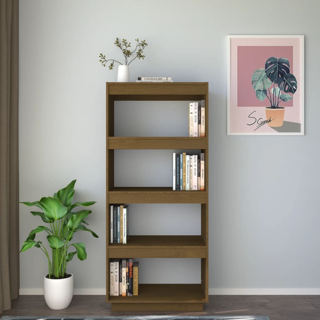 Bogreol/rumdeler Honningbrun 60x35x135 Massiv Fyr