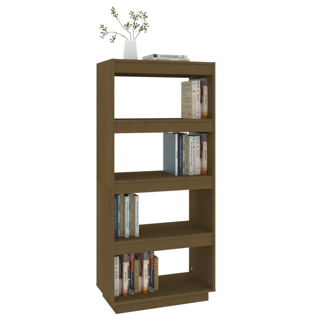 Bogreol/rumdeler Honningbrun 60x35x135 Massiv Fyr
