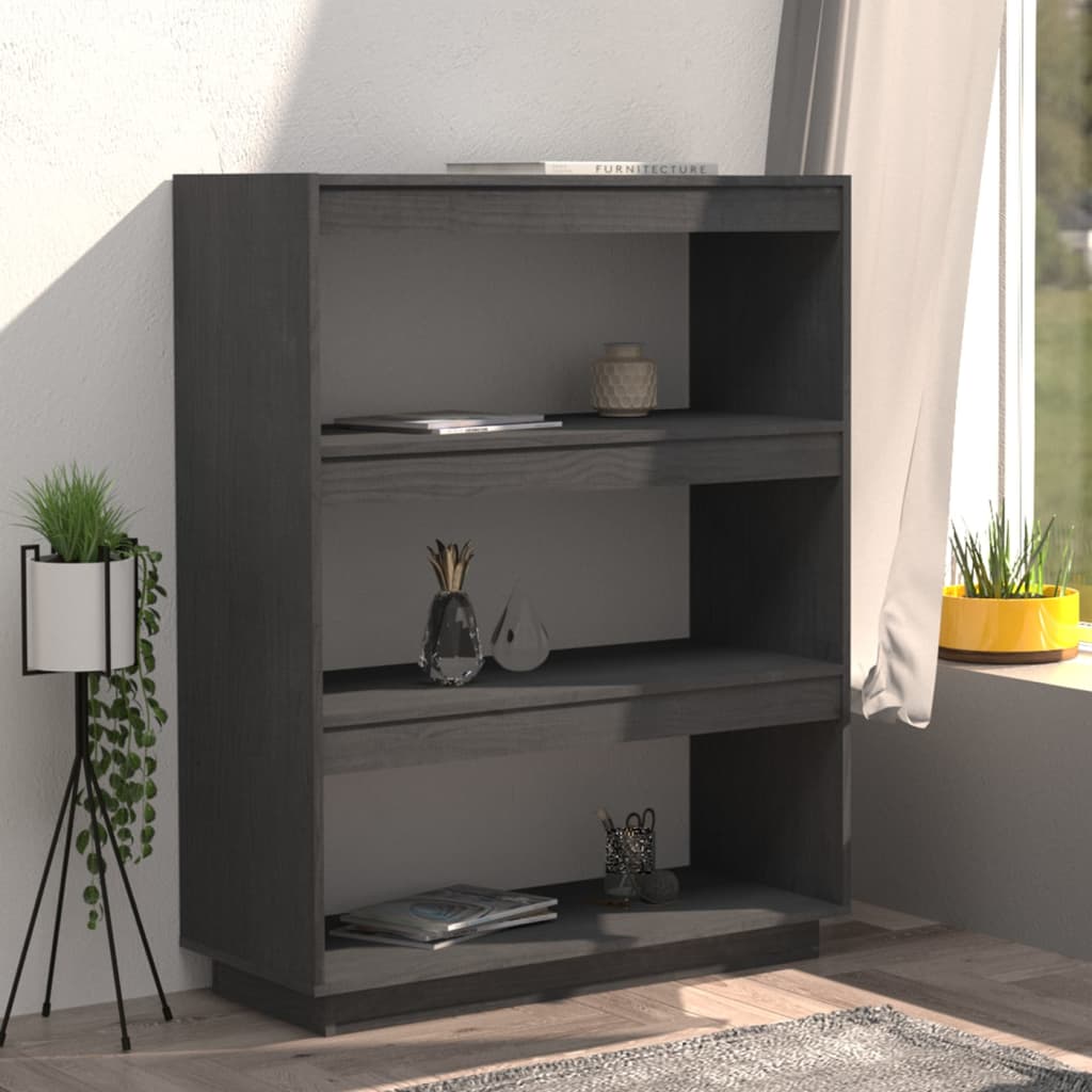 Reol/Rumadskiller Grå 80x35x103 cm Massiv Fyr