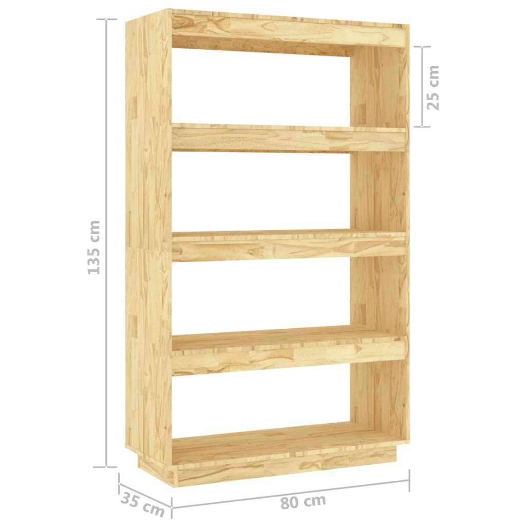 Bogreol/rumdeler 80x35x135 cm Massiv Fyr