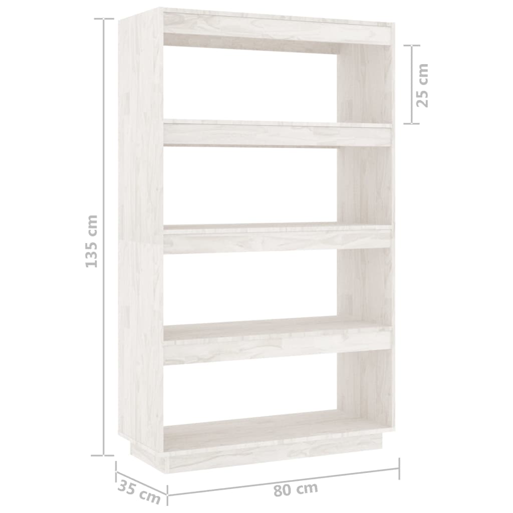 Reol/Rumadskiller Hvid 80x35x135 cm Massiv Fyr