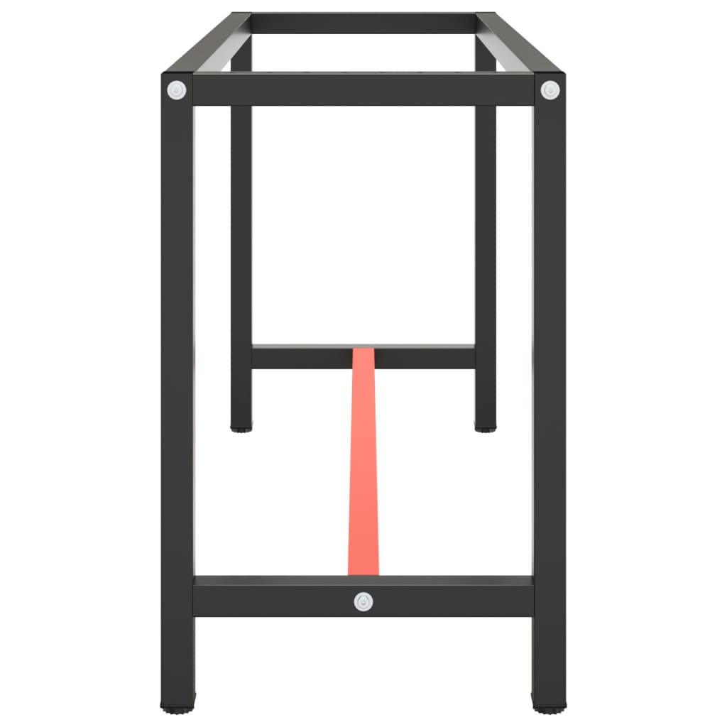 Werkbankgestell Mattschwarz und Mattrot 140x50x79 cm Metall
