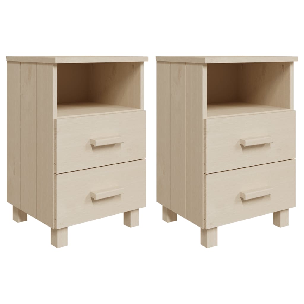 Sengeborde HAMAR 2 stk Honningbrun 40x35x62 cm massivt træ