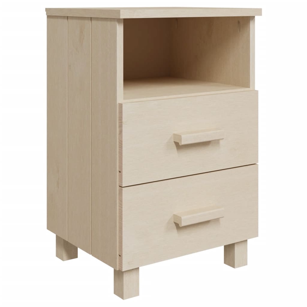 Sengeborde HAMAR 2 stk Honningbrun 40x35x62 cm massivt træ