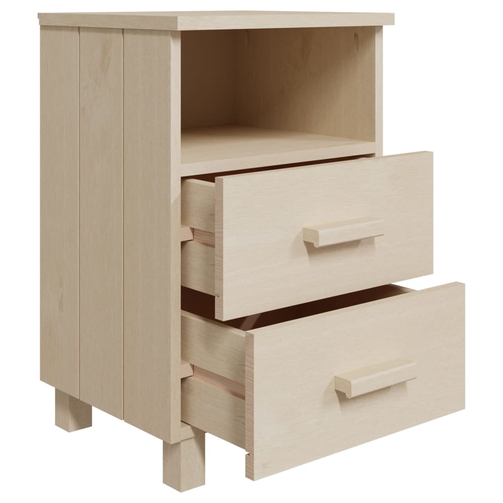 Sengeborde HAMAR 2 stk Honningbrun 40x35x62 cm massivt træ