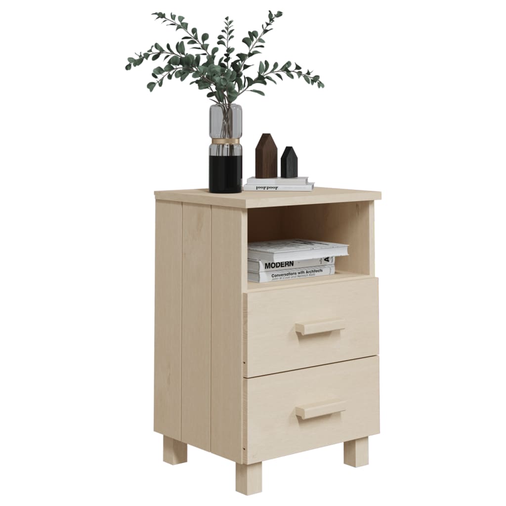 Sengeborde HAMAR 2 stk Honningbrun 40x35x62 cm massivt træ