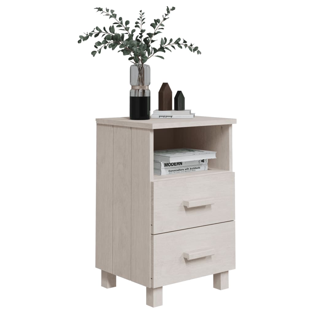 Sengeborde HAMAR 2 stk Hvid 40x35x62 cm massivt træ
