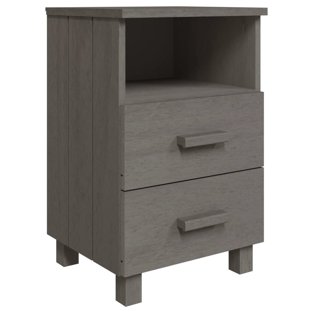 Sengeborde HAMAR 2 stk Lysegrå 40x35x62 cm massivt træ