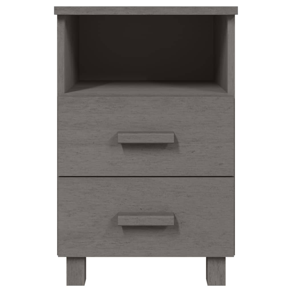 Sengeborde HAMAR 2 stk Lysegrå 40x35x62 cm massivt træ