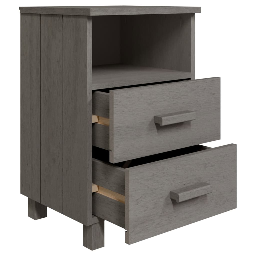 Sengeborde HAMAR 2 stk Lysegrå 40x35x62 cm massivt træ