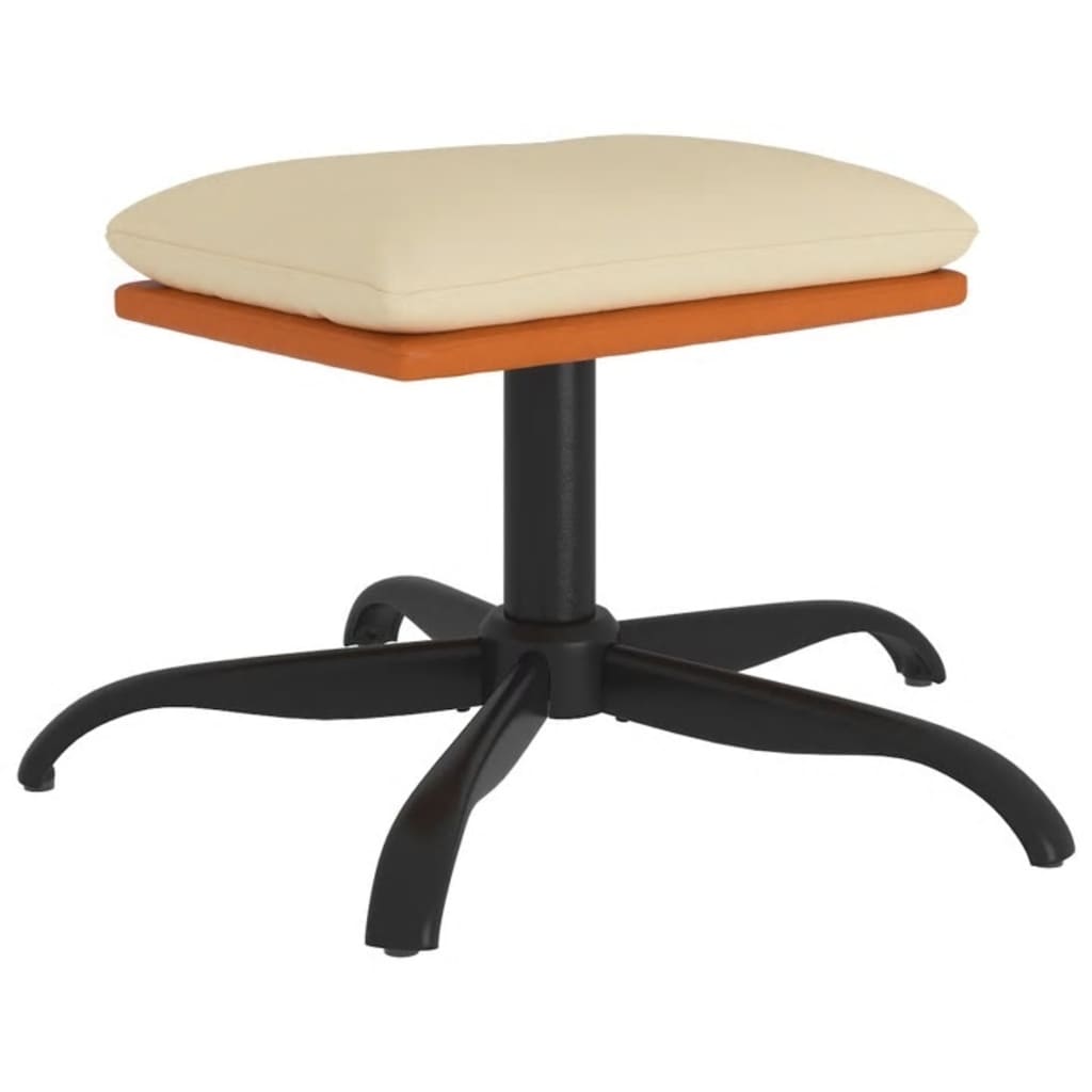 Fodskammel Creme 60x60x36 cm Stof og imiteret læder