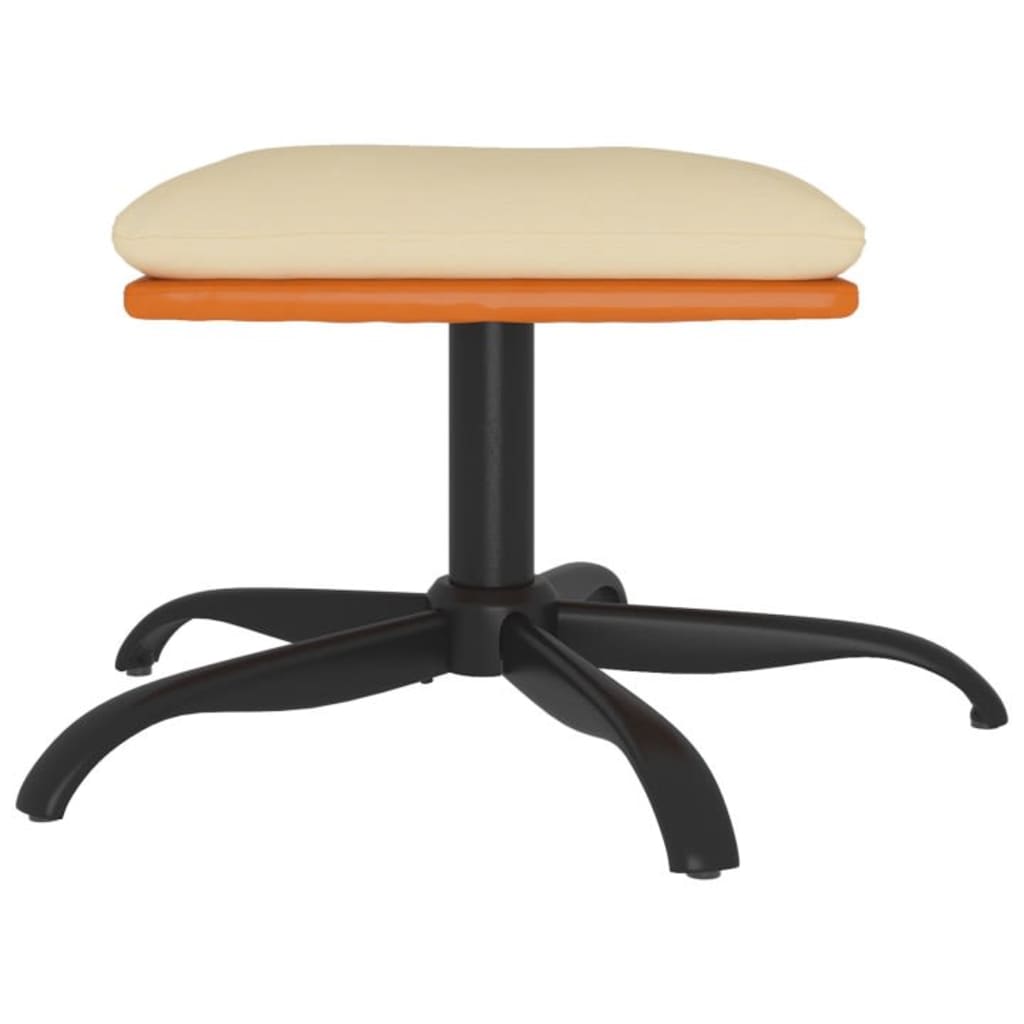Fodskammel Creme 60x60x36 cm Stof og imiteret læder