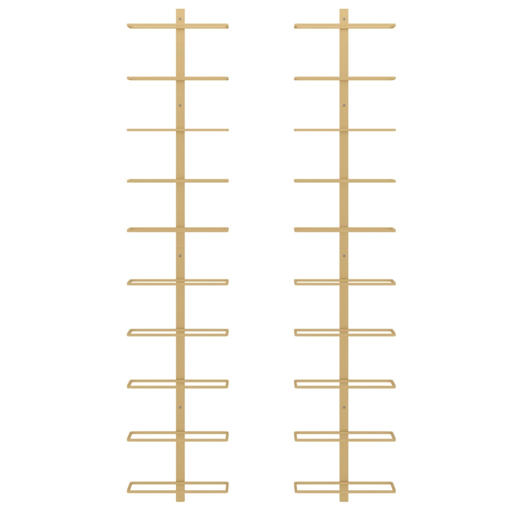 Wand-Weinregale für 10 Flaschen 2 Stk. Golden Metall