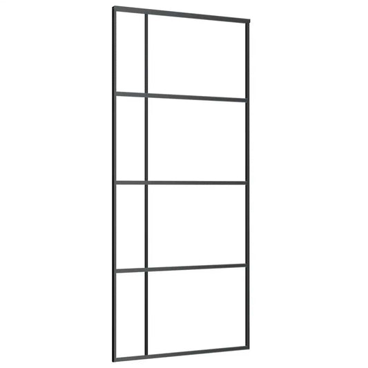 Schiebetür ESG-Glas und Aluminium mattiert 90x205 cm Schwarz
