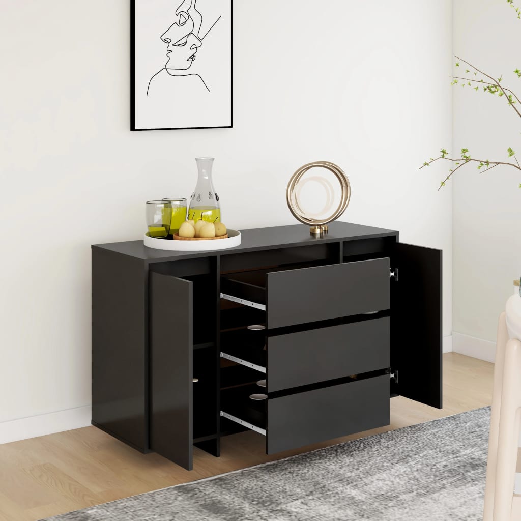 Sideboard mit 3 Schubladen Schwarz 120x41x75 cm Holzwerkstoff