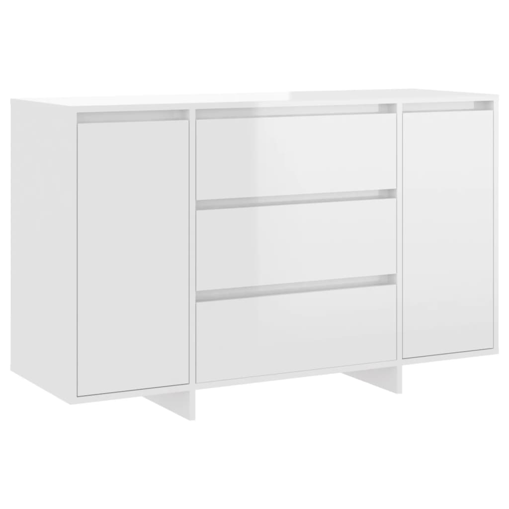 Skænk 3 skuffer højglans hvid 120x41x75cm træmateriale
