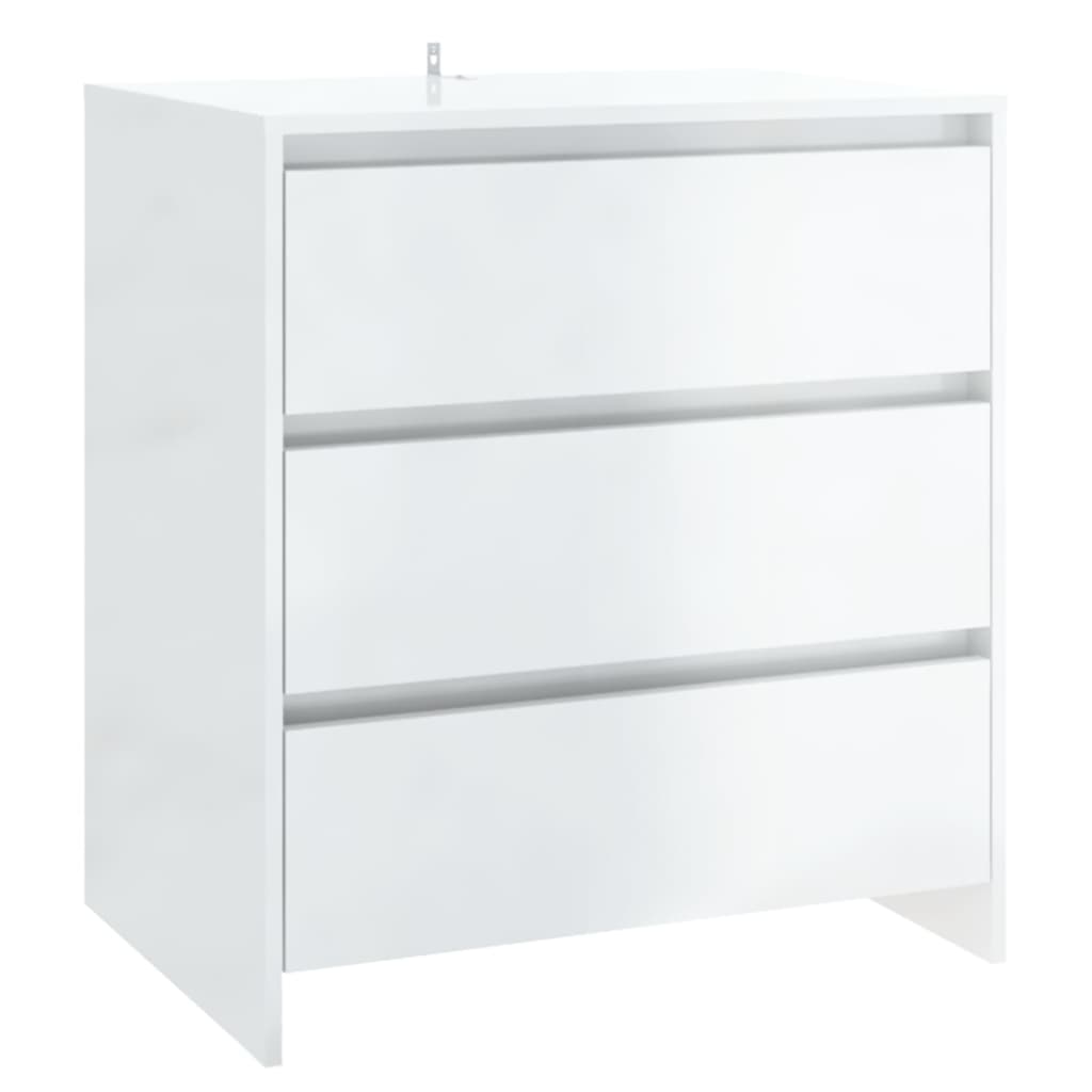 Skænk Højglans Hvid 70x41x75 cm Træmateriale