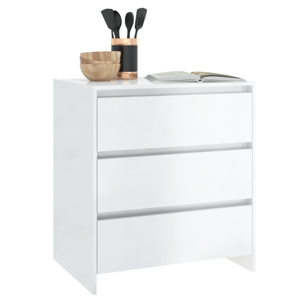 Skænk Højglans Hvid 70x41x75 cm Træmateriale