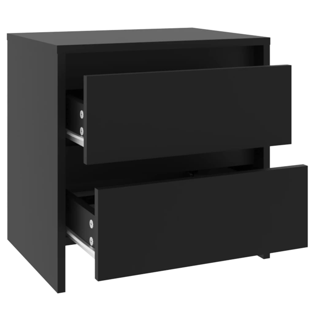 Sengeborde 2 stk Sort 45x34,5x44,5 cm træmateriale