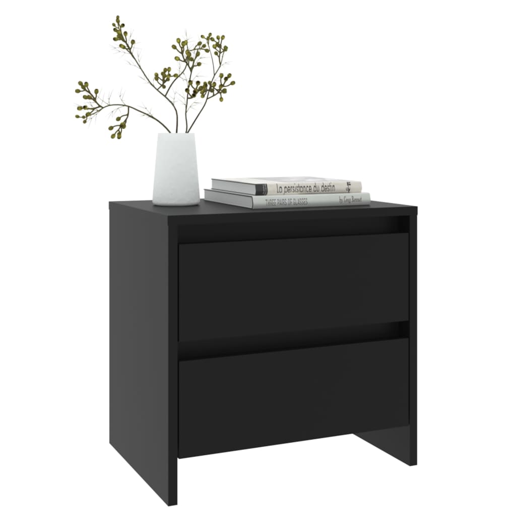 Sengeborde 2 stk Sort 45x34,5x44,5 cm træmateriale