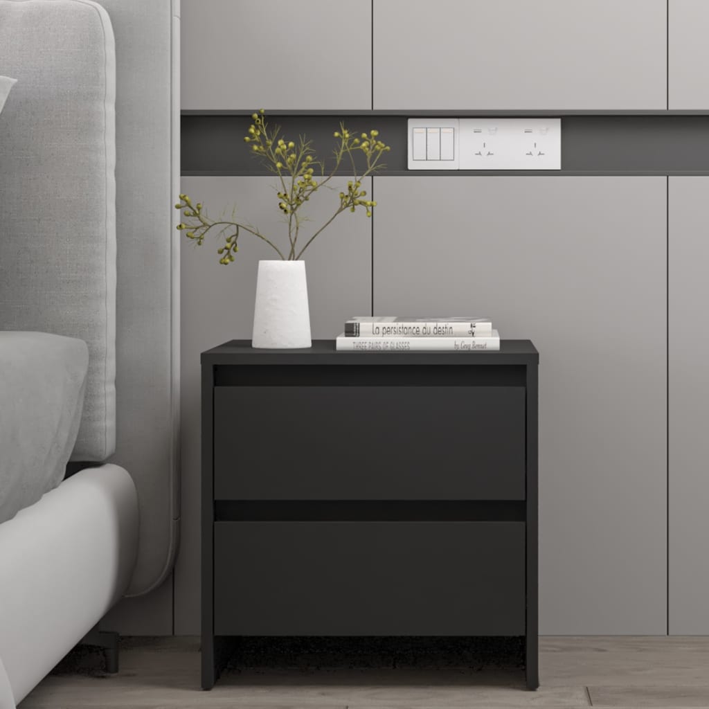 Sengeborde 2 stk Sort 45x34,5x44,5 cm træmateriale