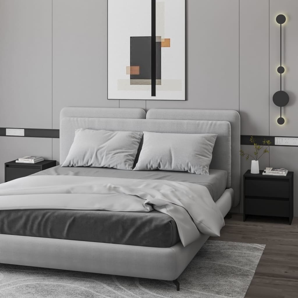 Sengeborde 2 stk Sort 45x34,5x44,5 cm træmateriale