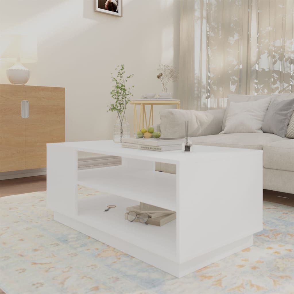 Sofabord Hvid 102x55x43 cm Træ Materiale