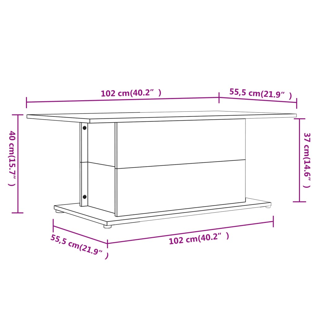 Sofabord Hvid 102x55,5x40 cm Træ Materiale