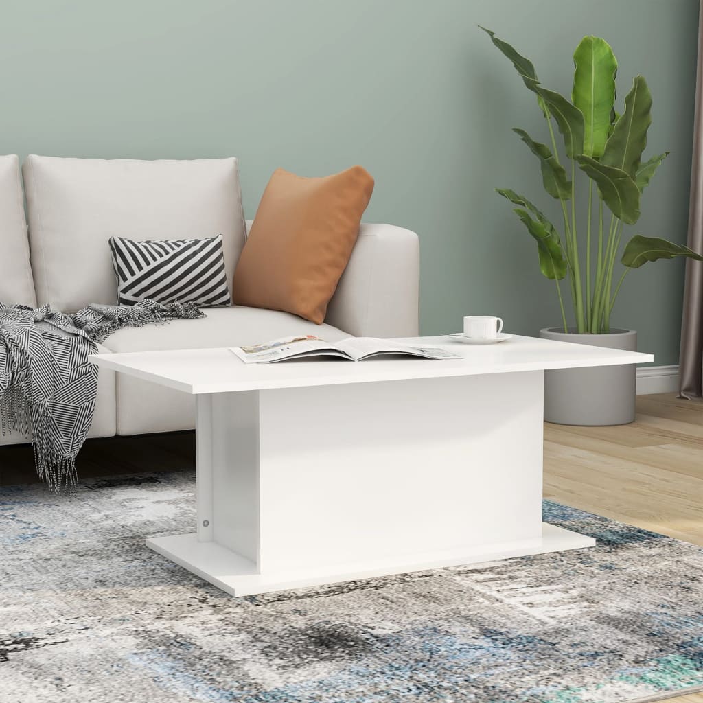 Sofabord Hvid 102x55,5x40 cm Træ Materiale