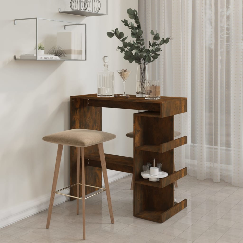 Barbord med hylde røget eg 100x50x101,5 cm træmateriale