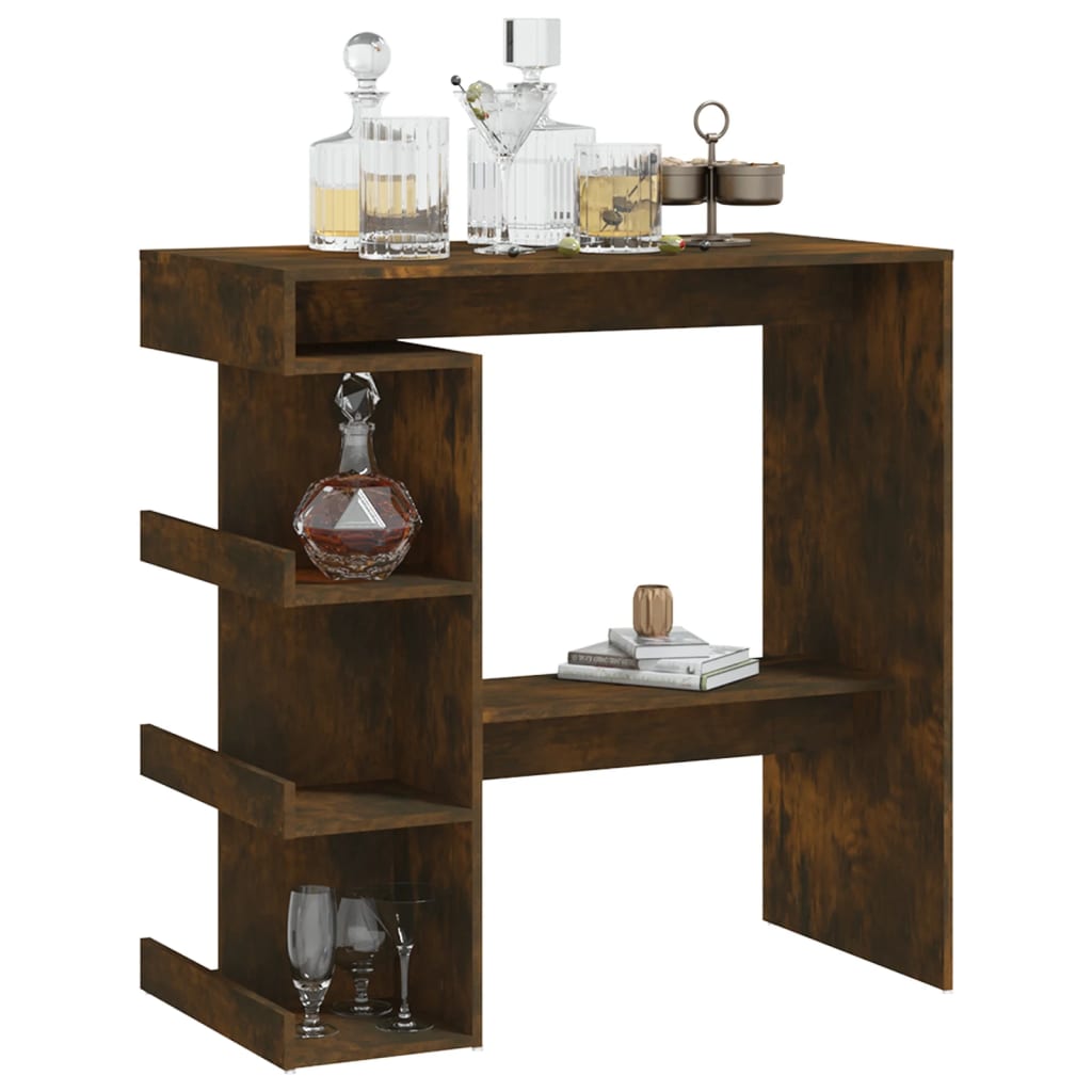 Barbord med hylde røget eg 100x50x101,5 cm træmateriale