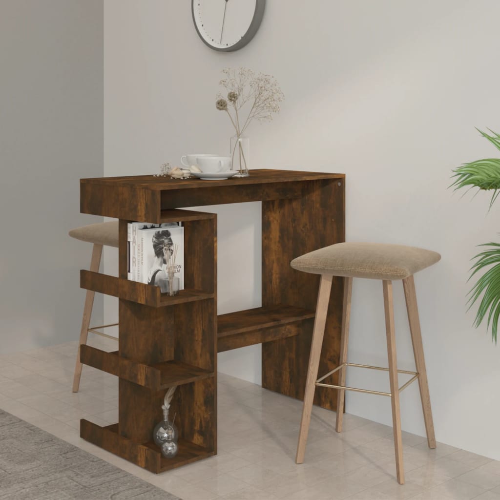Barbord med hylde røget eg 100x50x101,5 cm træmateriale
