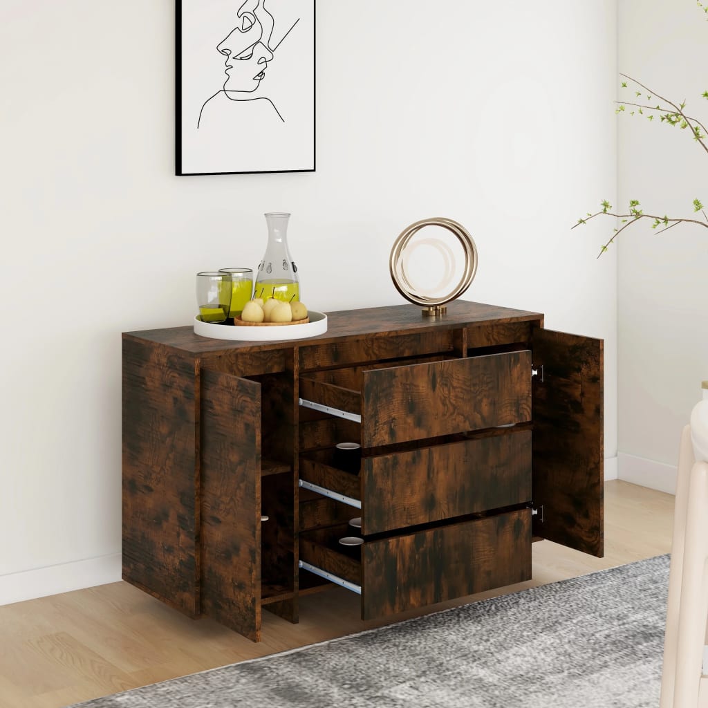 Skænk med 3 skuffer røget eg 120x41x75 cm